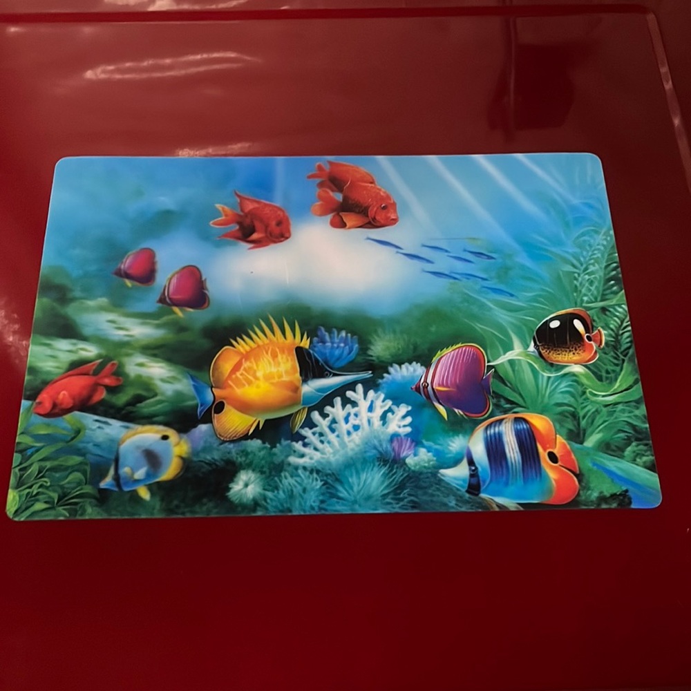 Holographic Fish Placemat Ocean Aquarium Animals Scene Picture Tableware